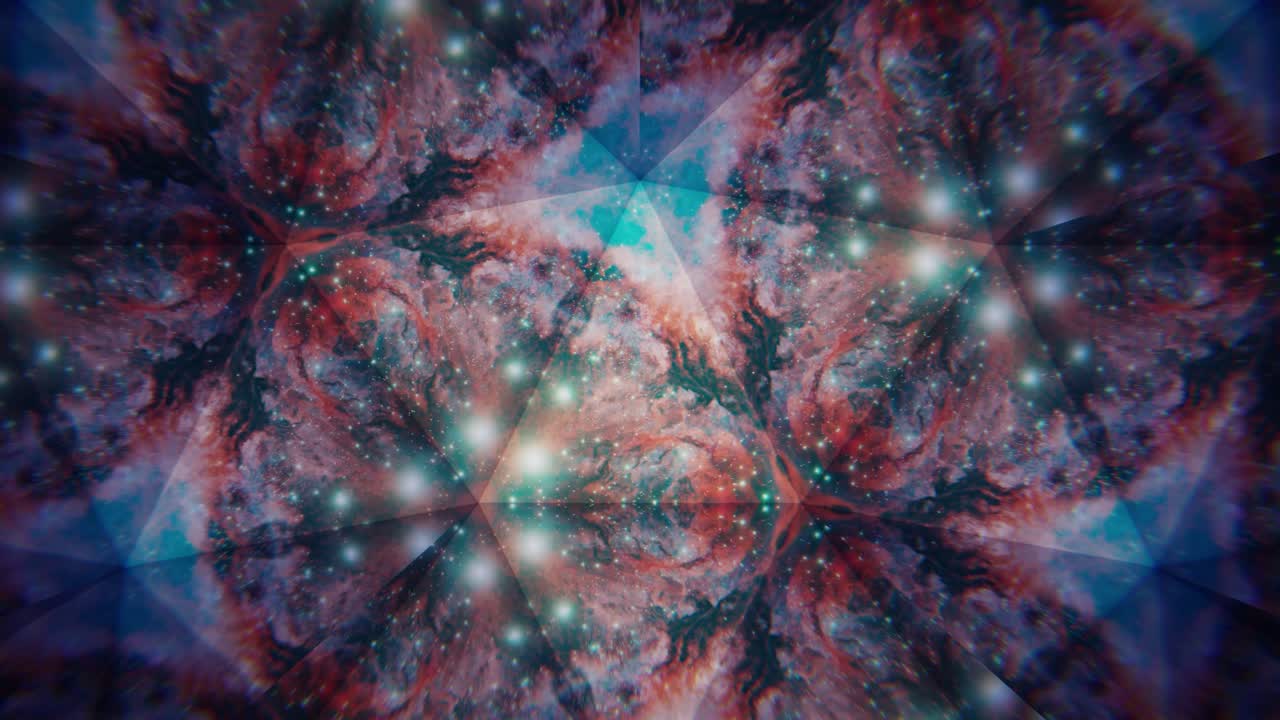 Caleidoscopio dinamico di nebulosa cosmica con stelle scintillanti