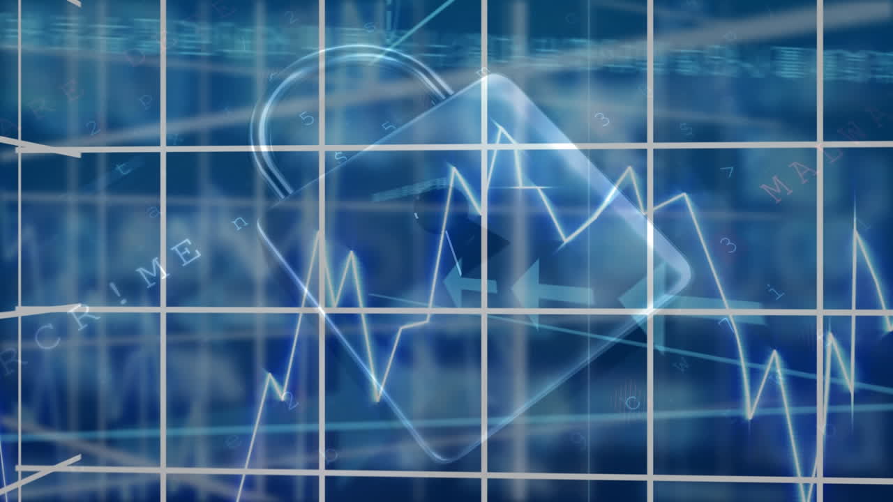 보안 잠금과 파란색 배경에 대한 데이터 처리