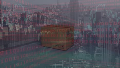 Animation-of-data-processing-over-boxe-and-cityscape