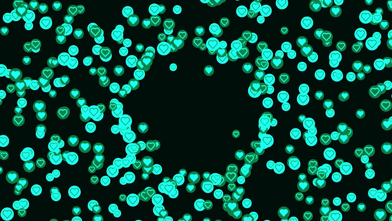 검은색 배경에 푸른색 심장 패턴