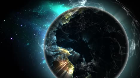 animation of globe with shapes over black background