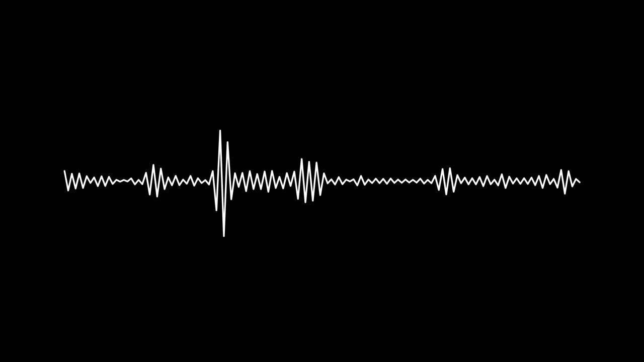 White Audio Waveform Oscillating on Black Background