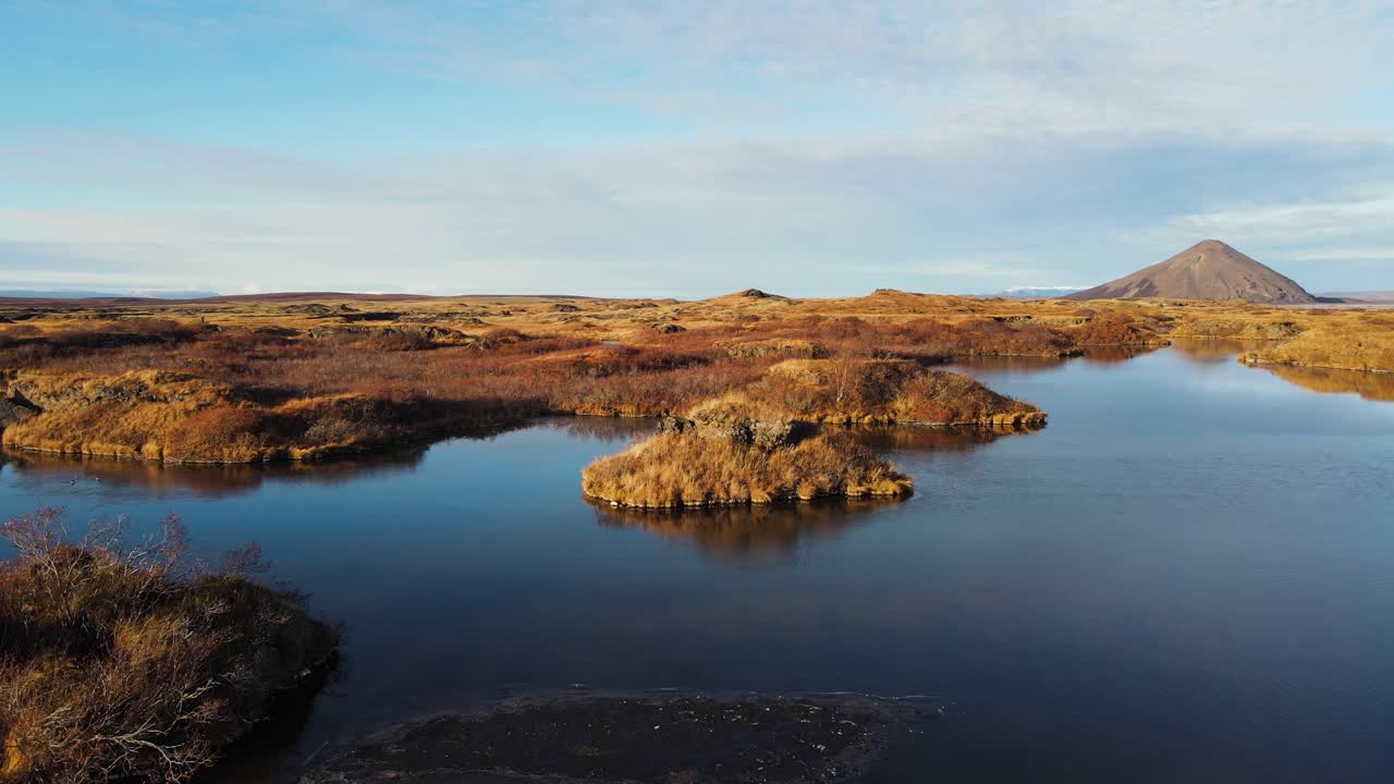River Laxa at the lake Myvatn on Iceland