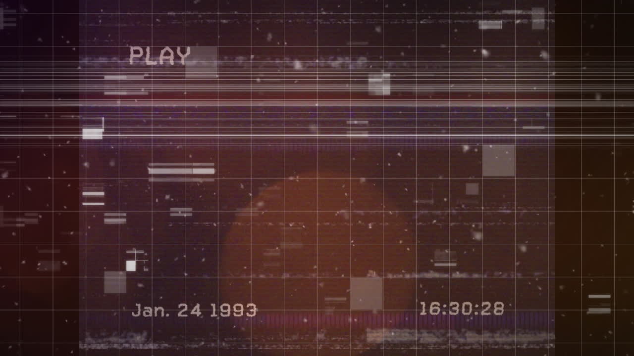 la animación de glitch sobre una cinta de video antigua.