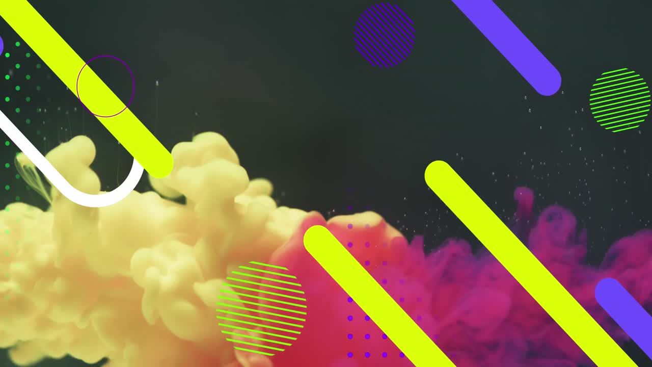 animación de formas en movimiento y nubes sobre fondo negro