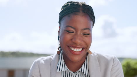 Face,-funny-or-business-woman-on-rooftop-laughing