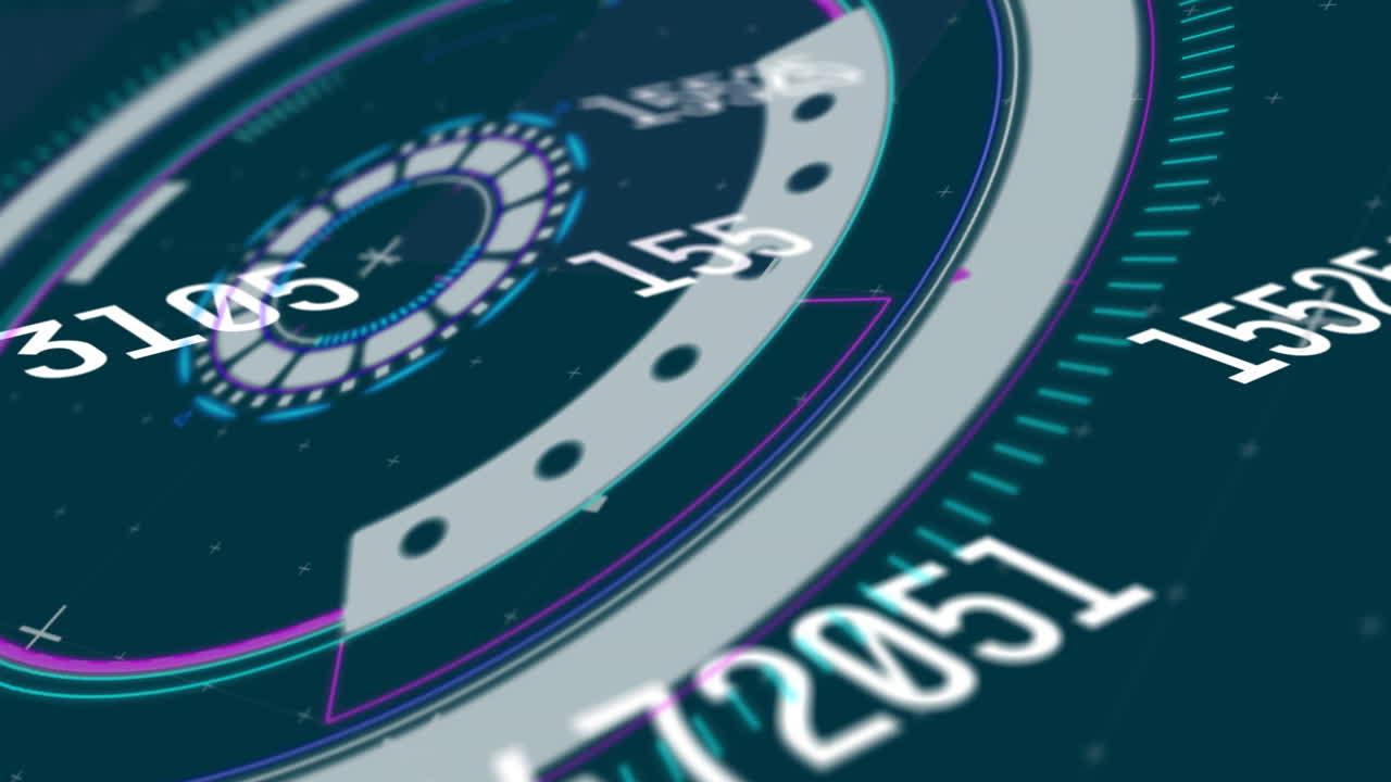 Animation of scope scanning and numbers changing over blue background