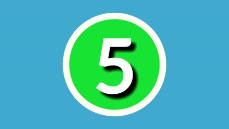 number 5 five sign symbol animation motion graphics on green sphere on blue background,4k cartoon video number for video elements