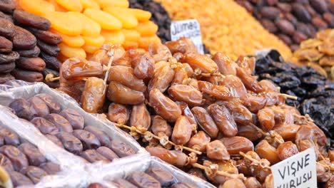 dried fruits display at a market