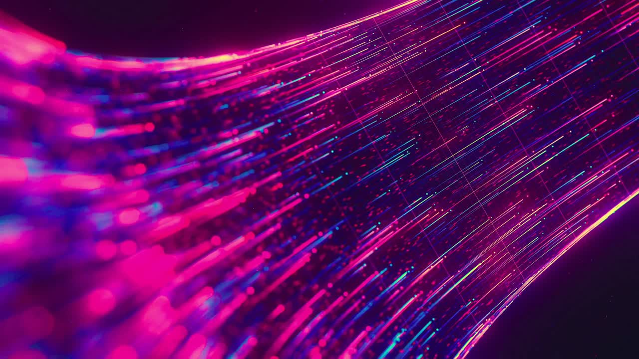 Futuristic Glowing Data Stream with Vibrant Digital Lines