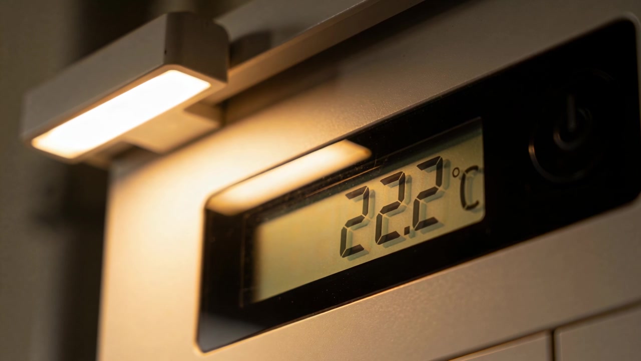 Registrando el cambio de temperatura, la pantalla del termostato de pared se ajusta a 22.