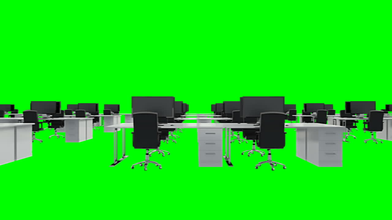 Empty office with desks and computers