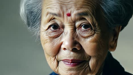 retrato en primer plano de una anciana asiática sonriente