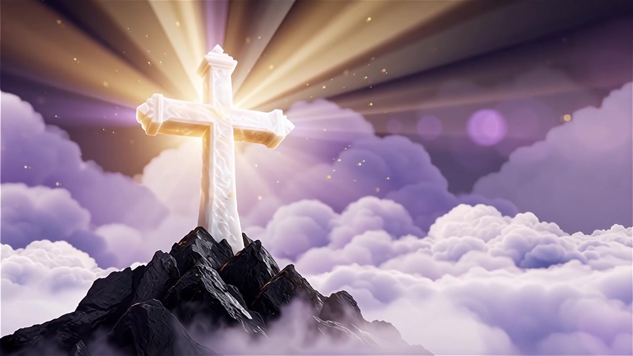 Christian Cross Heavenly Light Worship Background