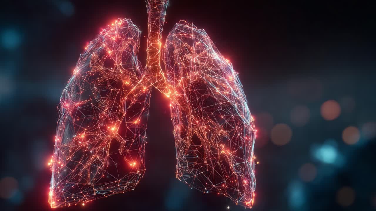 Visualizzazione mozzafiato dei polmoni: una rappresentazione digitale che mette in mostra gli intricati schemi e le connessioni all'interno del sistema respiratorio umano