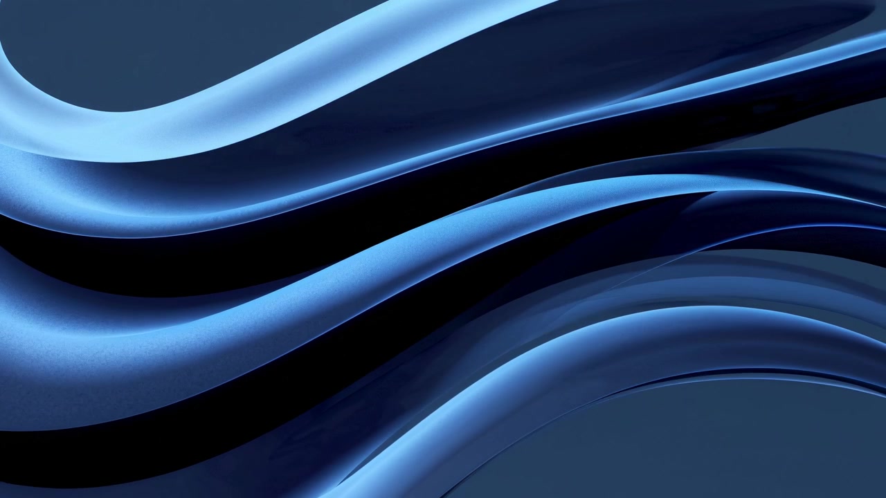 Abstract Blue Fluid Waves Moving in Slow Motion