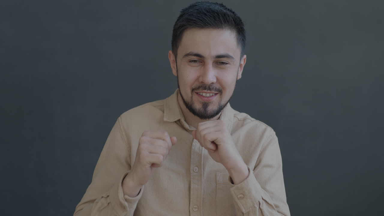 Man Expressing Joy and Excitement