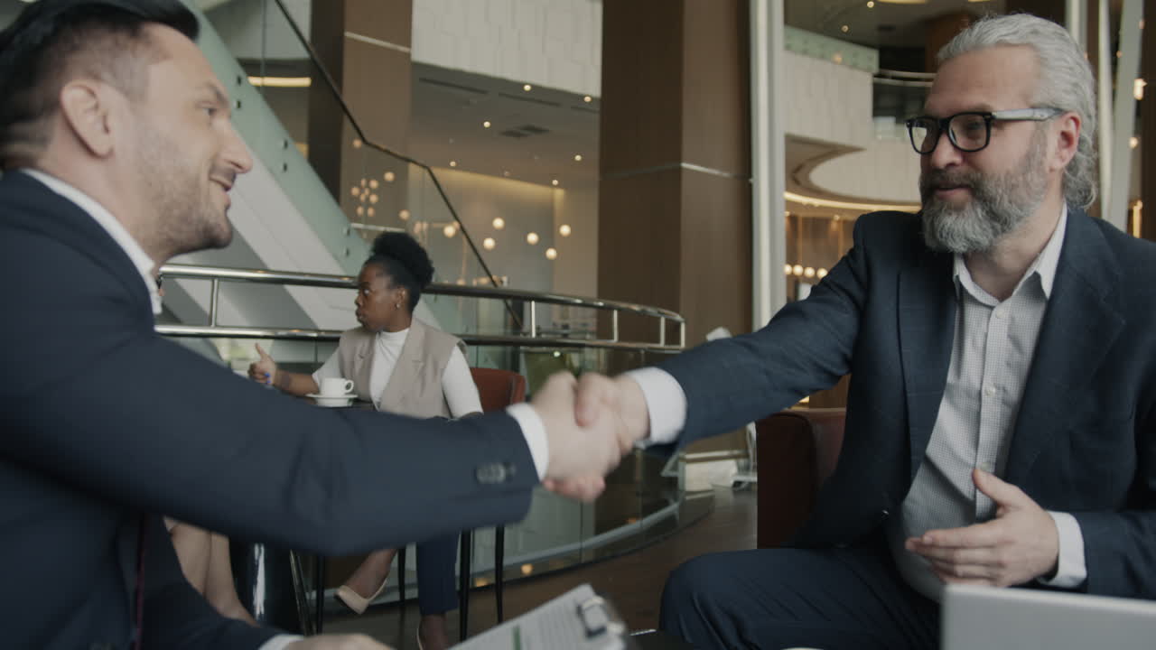 Business Meeting in Hotel Lobby