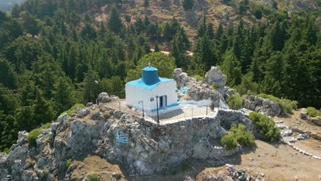 aerial drone view of agios ioannis theologos church in kos island, greece