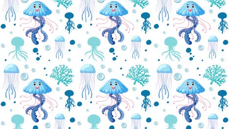 patrón de medusas y coral