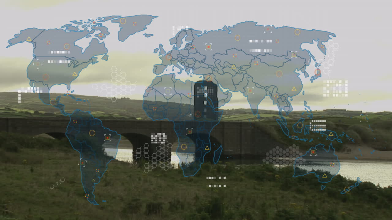 세계 지도의 애니메이션과 풍경에 대한 데이터 처리