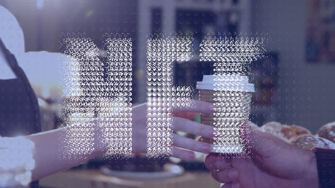 바리스타가 커피를 만들고 있는 디지털 인터페이스의 애니메이션