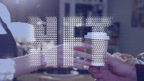 animation of digital interface over barista is making coffee
