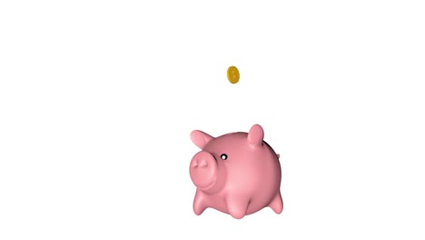 gold coins falling into the piggy banks .growing investment concept. loop