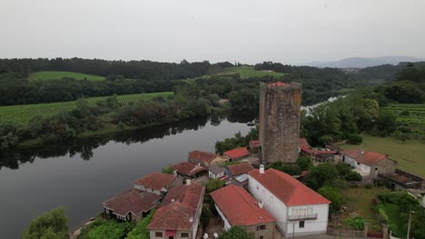 monção, medieval tower of lapela aerial view