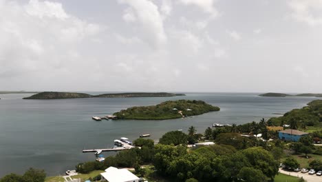 aerial view of islands in stingray city antigua - drone shot