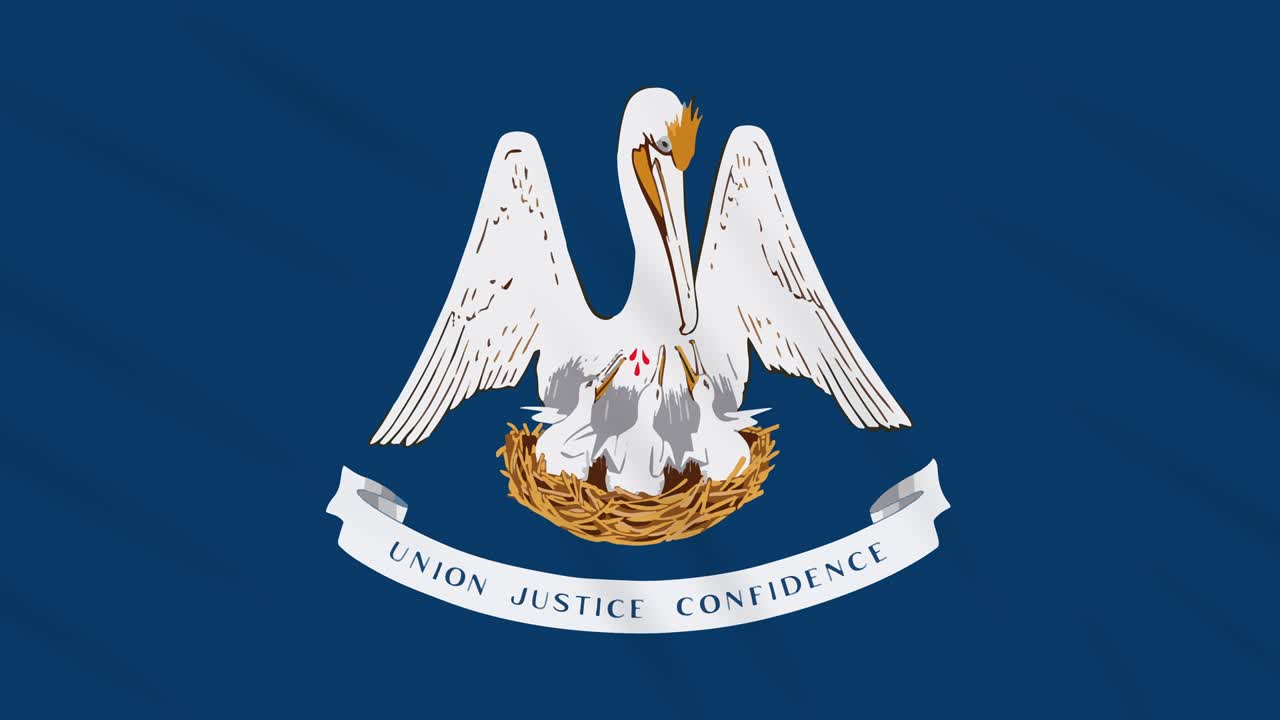 la bandera de luisiana flota en el viento, bucle para el fondo