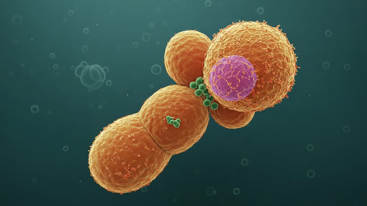Intricate Visualization of Cellular Structures: Cellular Interactions Explained through Detailed Imagery of Biological Formations Under Microscopic Examination