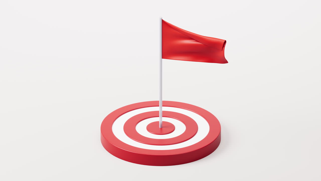Target center with a flag, 3d rendering