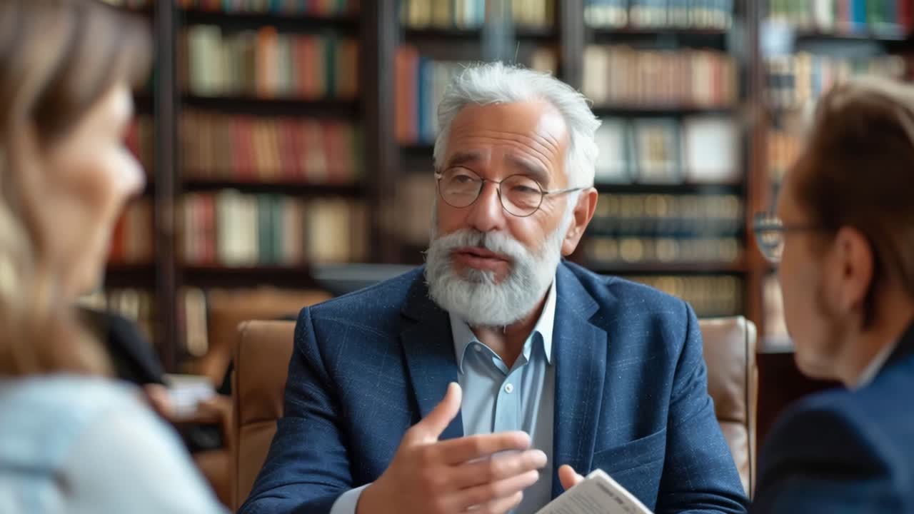 reunión de negocios en una biblioteca