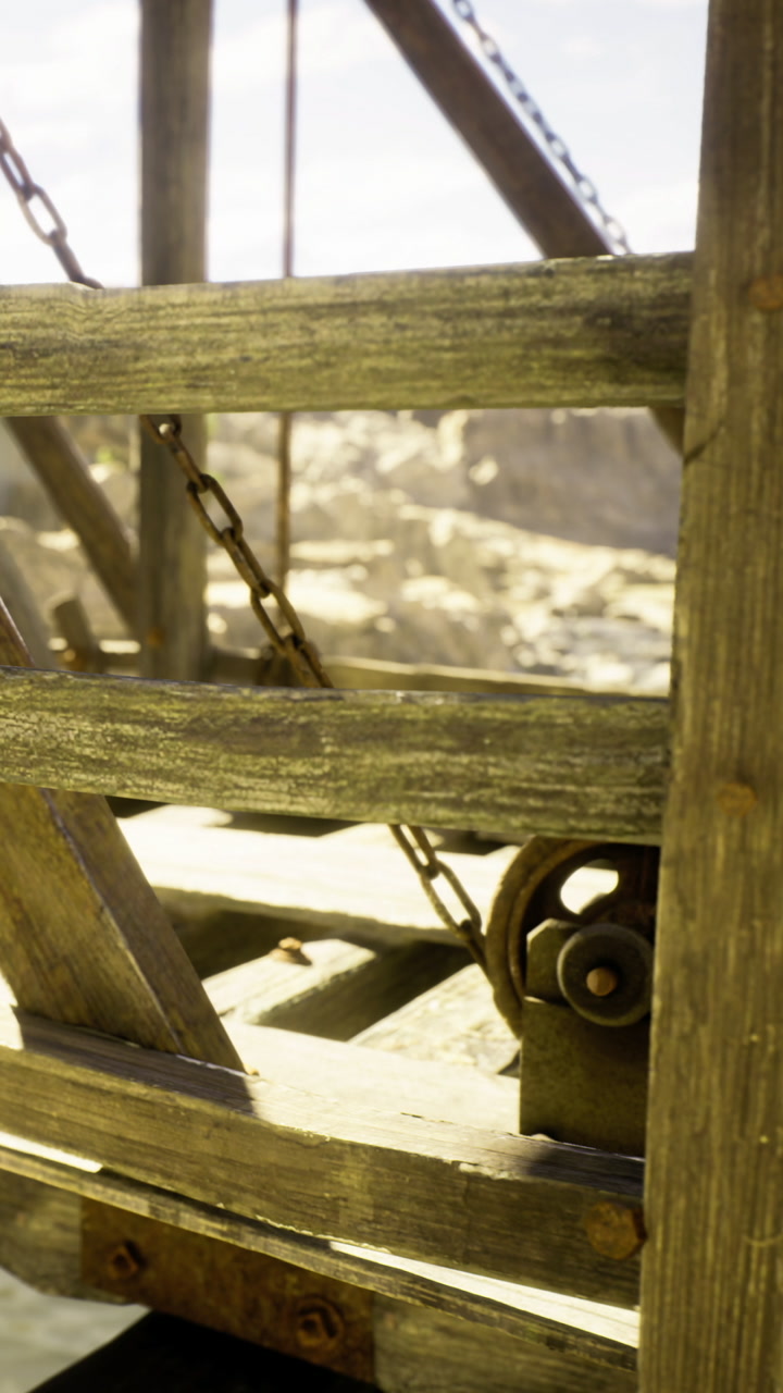 Rustic wooden structure revealing a glimpse of vast desert landscape