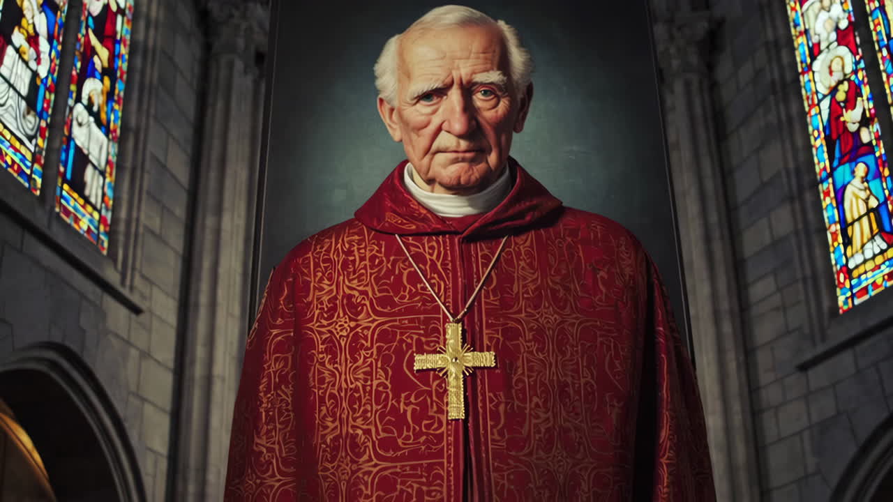 retrato de un sacerdote en una iglesia