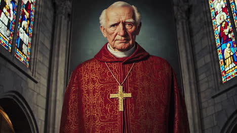 portrait of a priest in a church