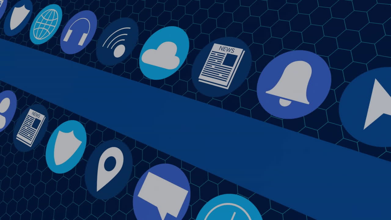 Animation of moving icons over shapes