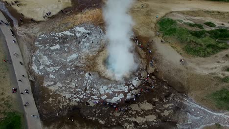 eruption of strokkur geyser in iceland