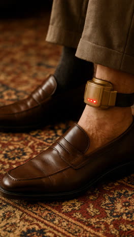 person wearing an ankle bracelet