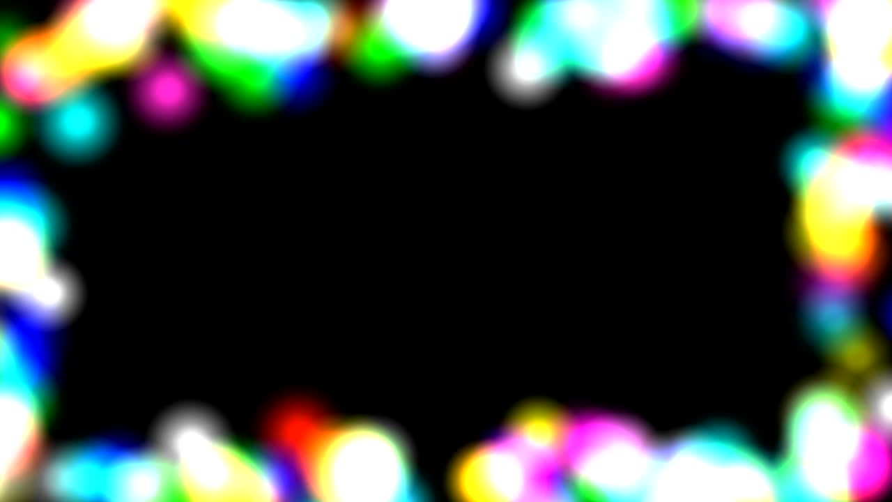 Colorful shimmer lights frame motion graphics with night background