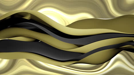 animation of gold to black layers waving over gold background