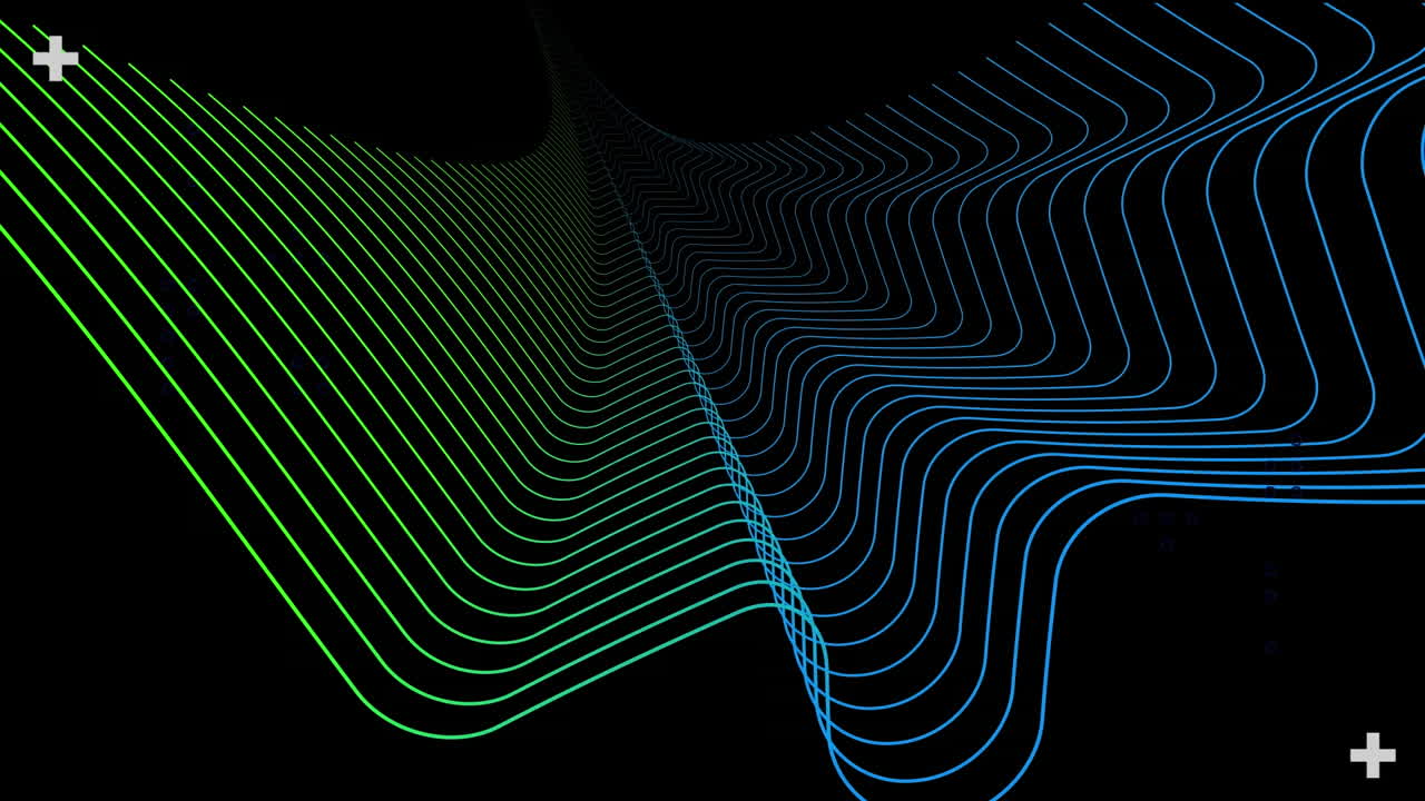 Animation of blue and yellow spots and lines on black background