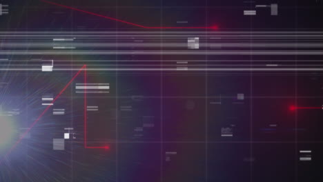 animación de la pantalla con glitch y luces sobre fondo oscuro