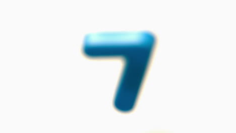 blue number seven lifting off white background