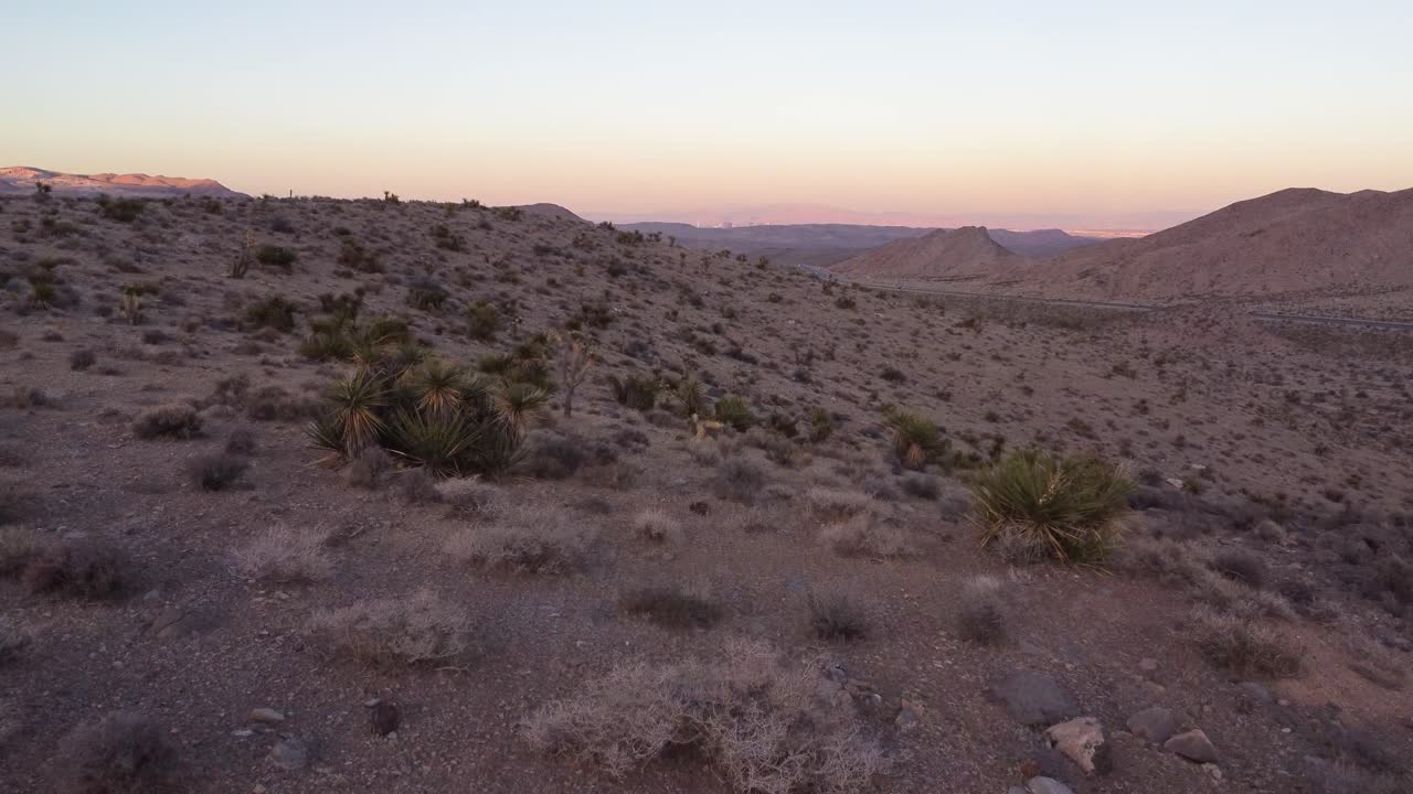 Drone flyover of a desert landscape