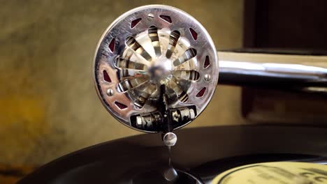 vintage gramophone playing an old vinyl record