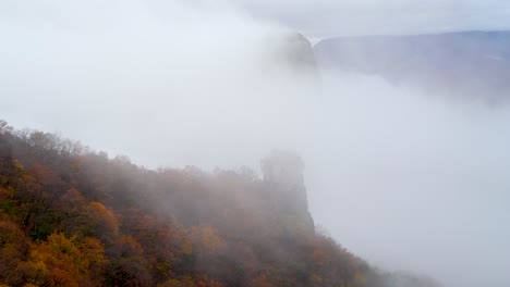 4k stunning landscape, beautiful timelapse of a monastery on a mountain above the clouds