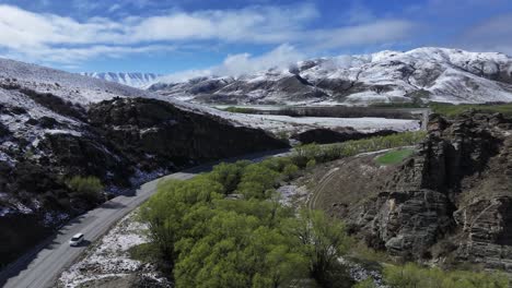 scenic road to snow alpine lindis pass in new zealand