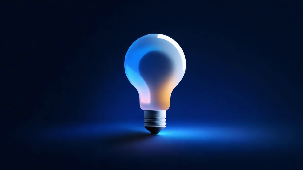 A Captivating Journey of Illumination Through Two Frames: From a Cool Blue Glow to a Warm Yellow Light, This Sequence Showcases the Transformation of a Classic Light Bulb in Artistic Elegance